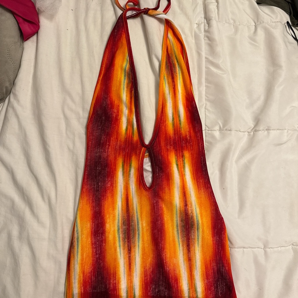 Colorful Halter Top with Keyhole Design